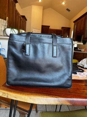 Coach Black Leather Men's Briefcase Tote with Dual Handles